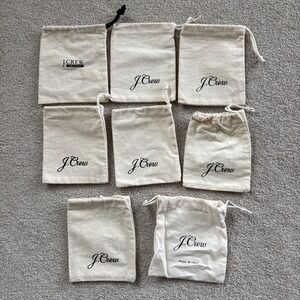 Lot of 8 J.Crew cotton dust bags pouch drawstring 4"x4"